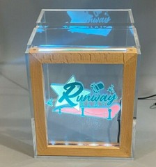 Personalized Tip Box With Your Custom Logo Fund Jar Engraved Light Changing LED