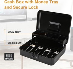Tabletop Cash Box with Combination Lock and Heavy Duty Construction for Security