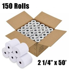 150 Rolls 2 1/4&Prime; x 50&prime; Thermal Credit Receipt Card Cash Register POS Paper Roll