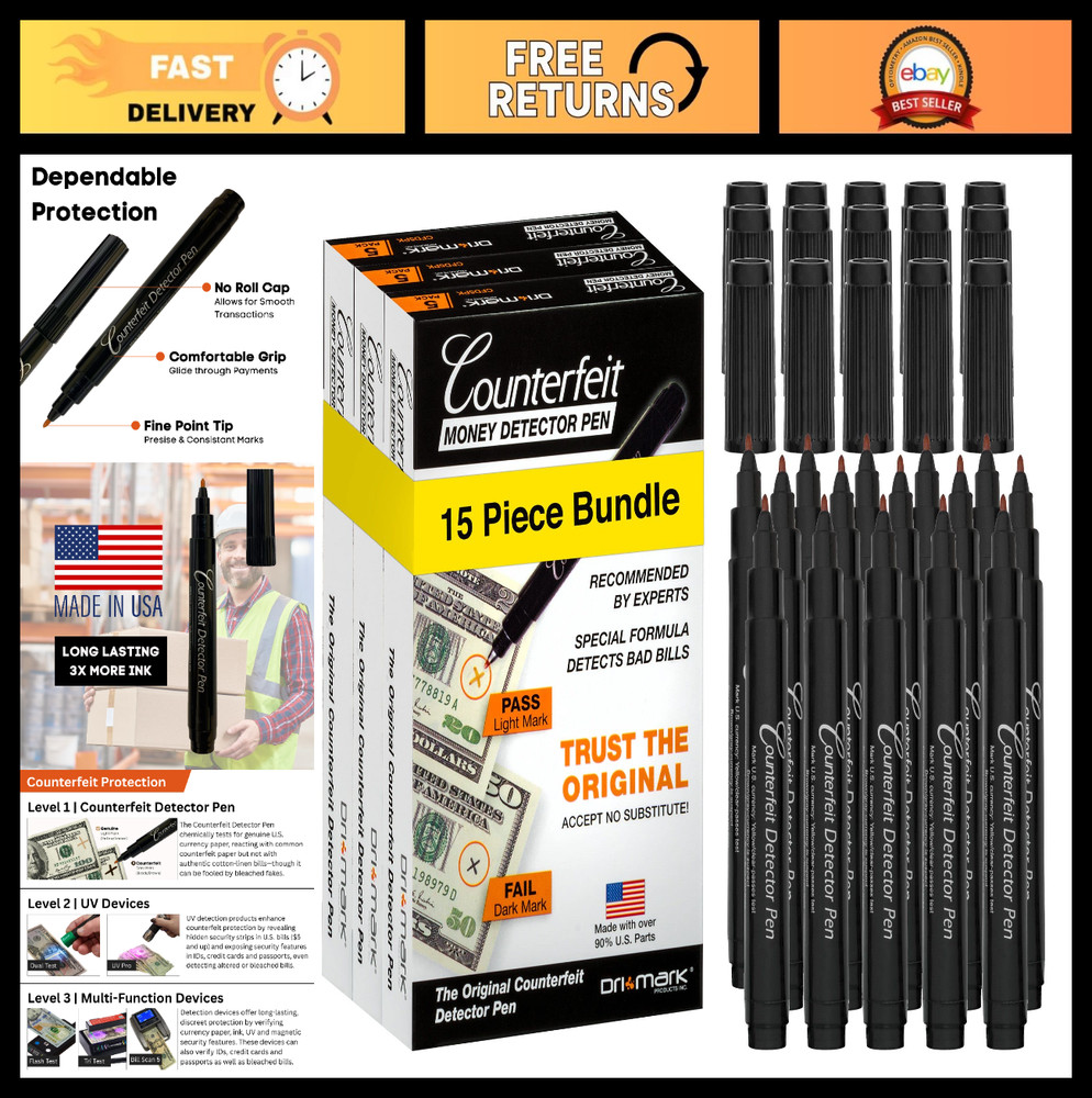 15 Pack Counterfeit Bill Detector Markers – Pocket Size Fake Money Checker, Frau