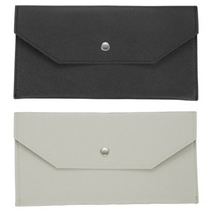 2Pcs PU Leather Envelope Wallet Money for Women Men,Black/Light Gray