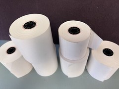 5 Rolls MFLABEL Thermal Cash Register Receipt Paper .5&Prime; Spool Dia NEW