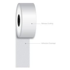 1 1/2&Prime; (40 mm) x 270&prime; Iconex Full Tack Sticky Media Linerless Labels (30 rolls)