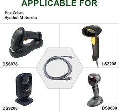Barcode Scanner 7ft USB Cable for Symbol LS2208 LS4208 DS9208 CBA-U01-S07ZAR