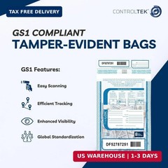 ControlTek TripLok Tamper-Evident Deposit Bags, 9&Prime; x 12&Prime;, Clear, 100 Bags | 5850