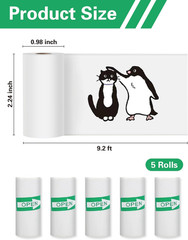 5 Rolls Self-Adhesive Thermal Paper for Mini Portable Printers, 57x25mm, Ther…