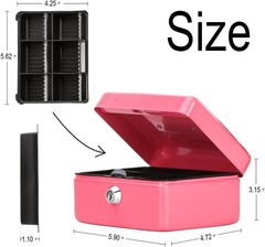 Waterproof Pink Cash Box with Key Lock – Compact and Portable for All Use