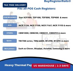 80 GSM Extra Thick Paper (24 Rolls) 3 1/8 x 230 Thermal Paper Receipt Rolls (Hea