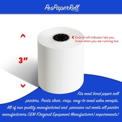 1-PLY BOND PAPER 3&Prime; WIDTH 3 INCH LENGTH 165&prime; 165FT 50 ROLLS CASH REGISTER POS
