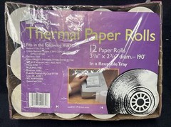 Perfect Print Premium Thermal Paper Rolls, 3 1/8 x 2 3/4” x 190 Feet, 12 Rolls.