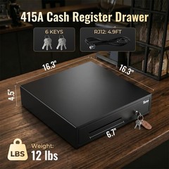 Cash Register Drawer 16 inch: 5 Bill 8 Coin Media Slot for POS, 415A