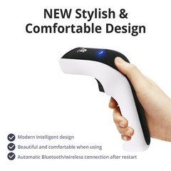 1D/2D Wireless Bluetooth Barcode Scanner: 3-in-1 with stand, USB QR Code Reader