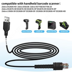 2PCS Cable CBA-UF1-S07ZAR SHIELDED USB 7FT -30C for Zebra DS3678-ER DS3678-SR