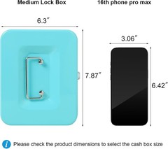 Light Blue Cash Box with Key Lock – Durable Secure Storage for Cash & Medication