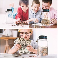 Digital Coin Counter Money Bank, 1.8L ABS Jar with LCD Display, Battery Opera…