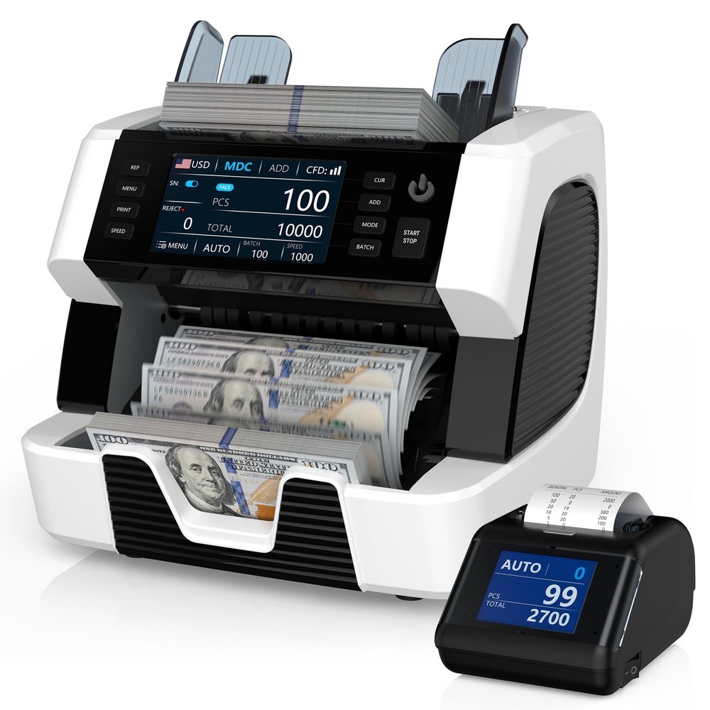 PONNOR Money Counter Machine Mixed Denomination, Serial Number, Multi Currenc…
