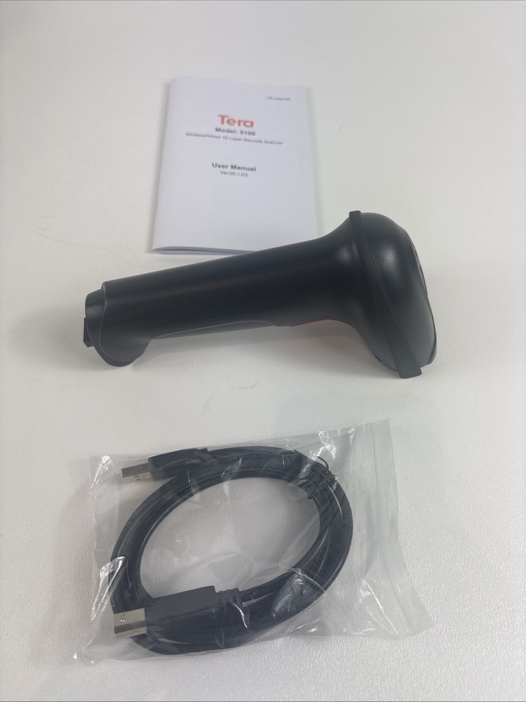 Tera Model 5100 Wireless Wired 1D Laser Barcode Scanner With Manual