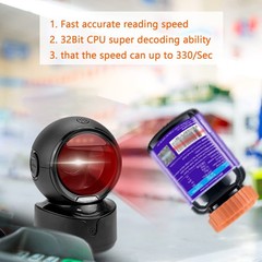 Automatic Omnidirectional Desktop Barcode Scanner, Hands-Free USB Wired QR Ba…