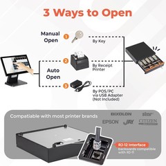 Compact Cash Drawer with Key Lock – 16&Prime; Metal Money Drawer for Safeguarding Cash