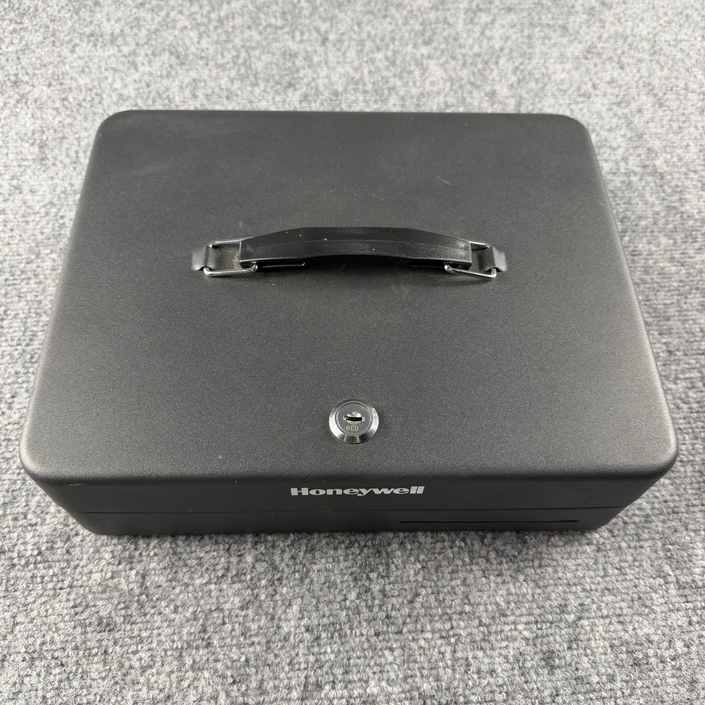 Honeywell Cash Box Black Steel Locking Security Tray Money Organizer