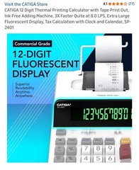 CATIGA 12 Digit Thermal Printing Calculator with Tape Print Out, Ink-Free Adding