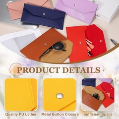 2Pcs PU Leather Envelope Wallet Money for Women MenYellow/Orange
