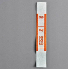 New Dunbar Currency Bands Strap Bill Wrappers $50 Value White/Orange 1000/pack