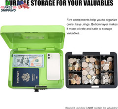 KYODOLED Large Cash Box with Combination Lock,Safe Metal Box for Money, Storage