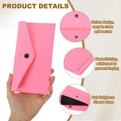 10Pcs Felt Money Bag, Felt Cellphone Sleeve Case Pouch Cash Bag, Pink