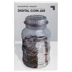 Sharper Image Digital Coin Counting Jar -Transparent -Piggy Bank