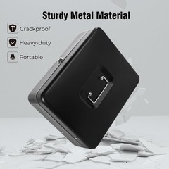 Cash Box with Money Tray and Key Lock, Saving Lock Box with Money Tray Storage f