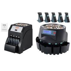 VEVOR USD Coin Sorter Wrapper and Roller 230/300 Coins/min 4 Coin Tubes