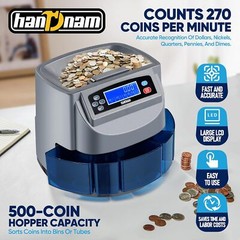 Coin Counter Machine Electric Coin Sorter Sort 270 Coins/Minute 500 Coins LCD