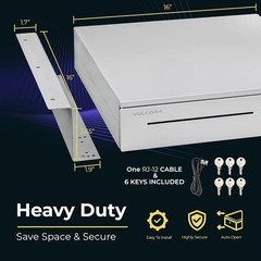Cash Register Drawer with Under Counter Mounting Bracket – 16&Prime; White Drawer for