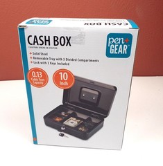 Pen+Gear Cash Box 10 inch .013 Cubic Feet Capacity Lock 2 keys Solid Steel
