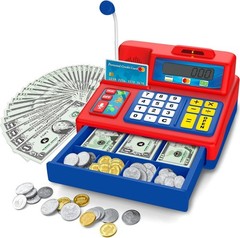 Calculator Cash Register – 103 Pcs Toy Cash Register, Set with Microphone, Cr…