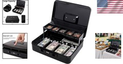 High-Security Cash Box with Sliding Lid & Durable Construction – 11.8 x 9.5 in