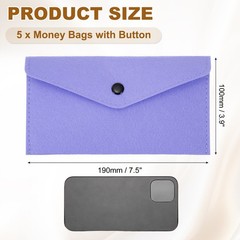 5Pcs Felt Money Bag, Felt Cellphone Sleeve Case Pouch Cash Bag, Light Purple