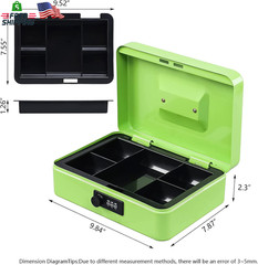 KYODOLED Large Cash Box with Combination Lock,Safe Metal Box for Money, Storage