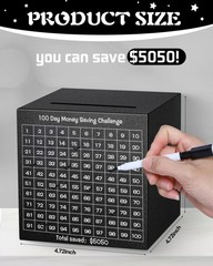 Money Saving Box, Unbreakable Piggy Bank for Adults Save $5,050 Metal Savings…