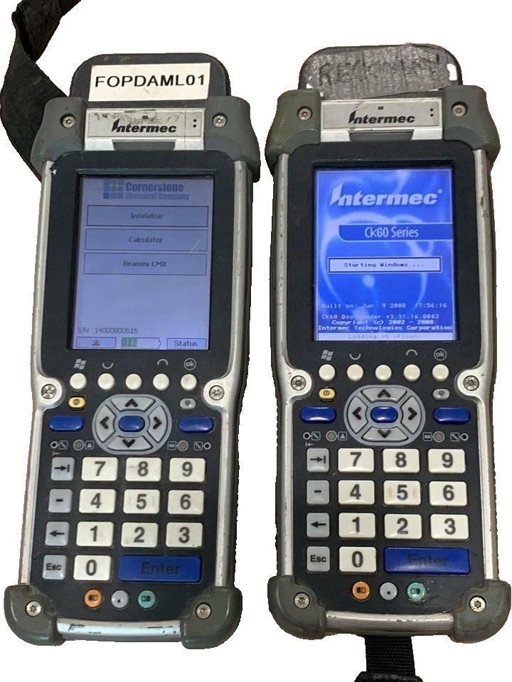 LOT OF 2- INTERMEC CK61 CK61NI CK61BU3C0N0E0100 , BT, Wi-Fi. USED.