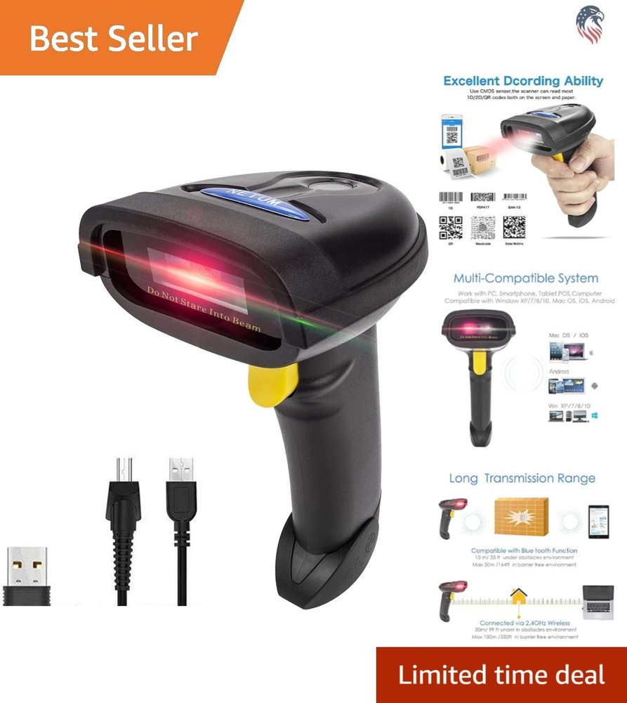 2D Barcode Scanner Compatible with Bluetooth 2.4G USB Wired for QR Data Matri…