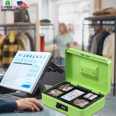 KYODOLED Large Cash Box with Combination Lock,Safe Metal Box for Money, Storage