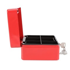Mini Portable Steel Cash Box with Key Lock Security Money Safe with 2 Keys Red