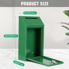 Sumerfnt Cash Box Wall Mount, Metal Money Drop Box with Lock and Slot, Money Col