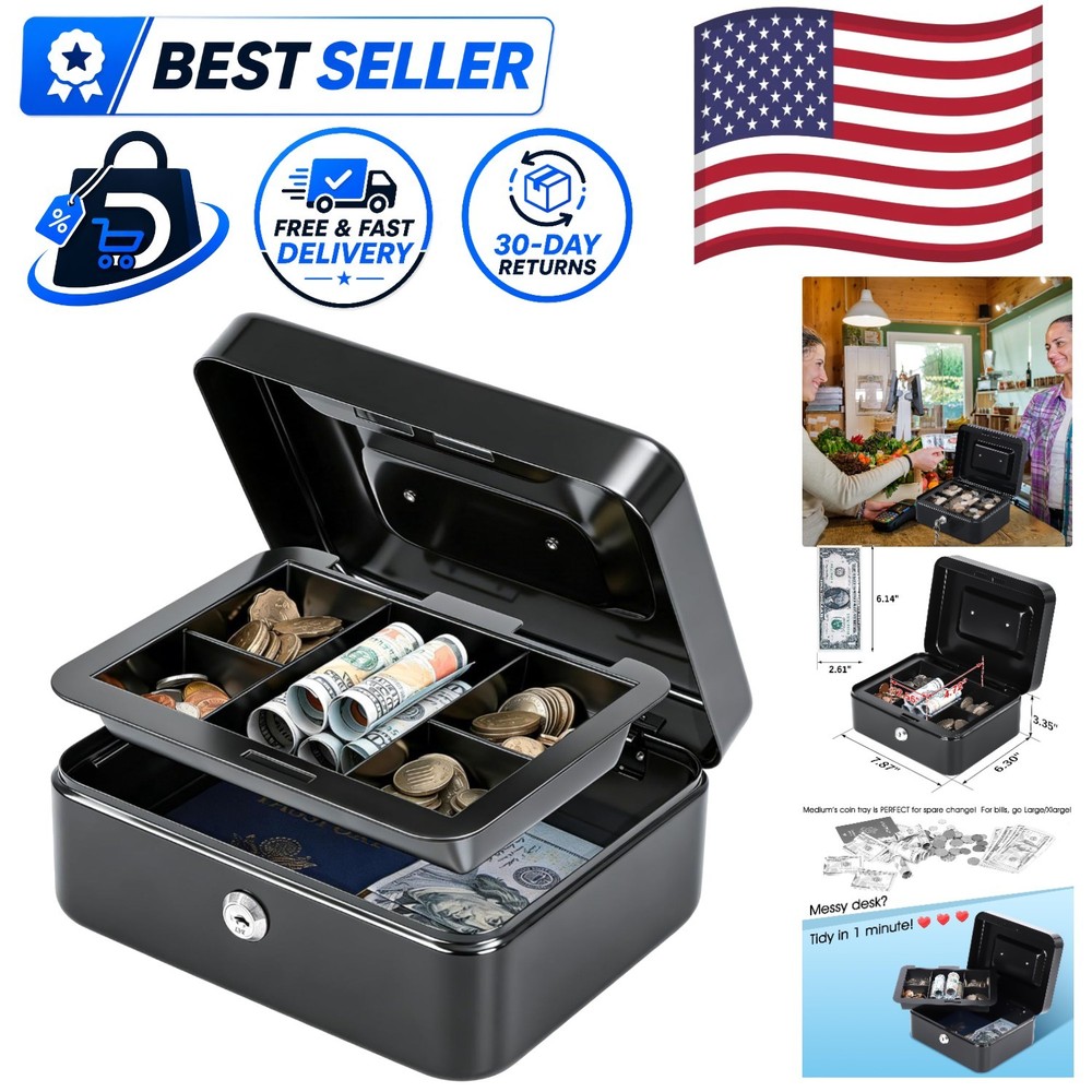 Versatile Medium Cash Drawer with Key Lock & Removable Tray – Ideal for Home