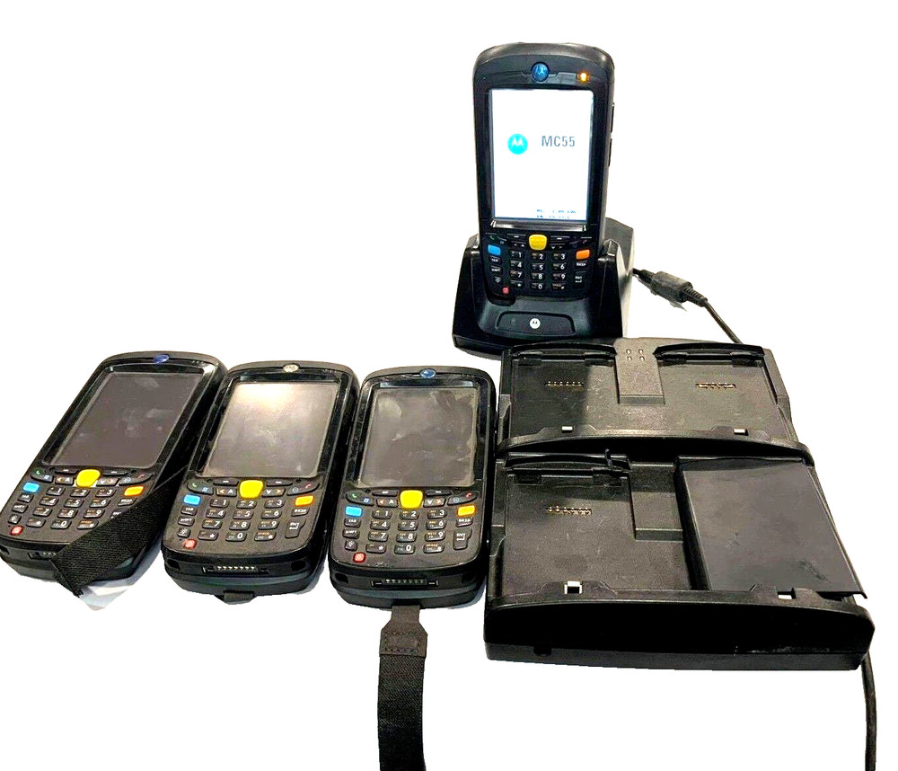 4 x SCANNER SYMBOL MOTOROLA PDA HANDHELD MC55 MC5590-PUODKRQA7WR -4+CHARGER+BAT