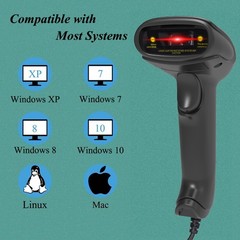 USB Laser Barcode Scanner Wired Handheld 1D Bar Code Scanner Reader Black