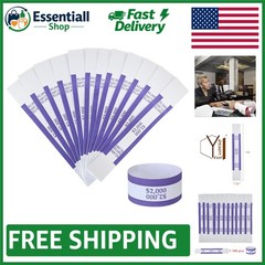 Self-Adhesive Currency Straps – 100pcs ABA Standard $2000 Purple Bill Organizers