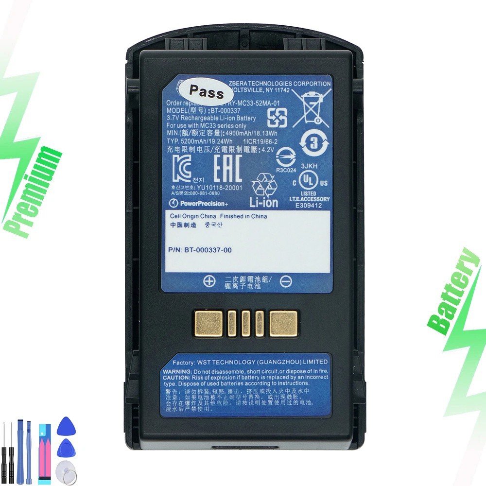 For Symbol MC3300 Battery BTRY-MC33-52MA-01 BT-000337 5200mAh MC33 Battery